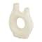 12" Beige Paper Mache Abstract Rounded Vase with Double Openings
